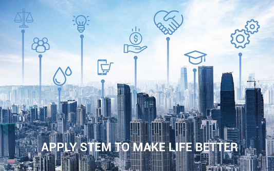 Banner image showing skyscraper buildings with icons above them