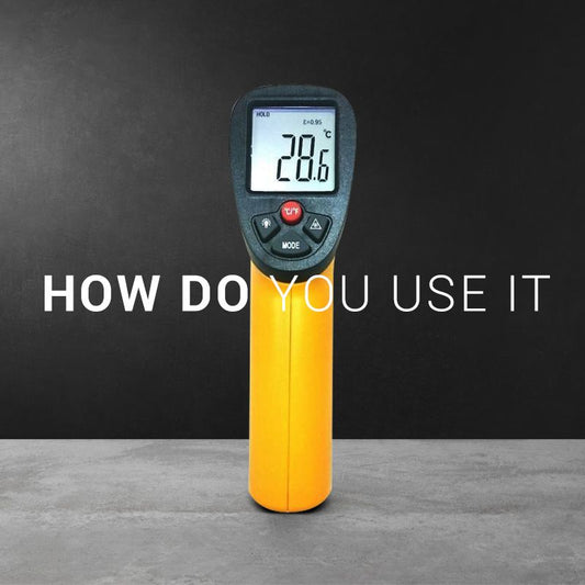 laser thermometer on desk
