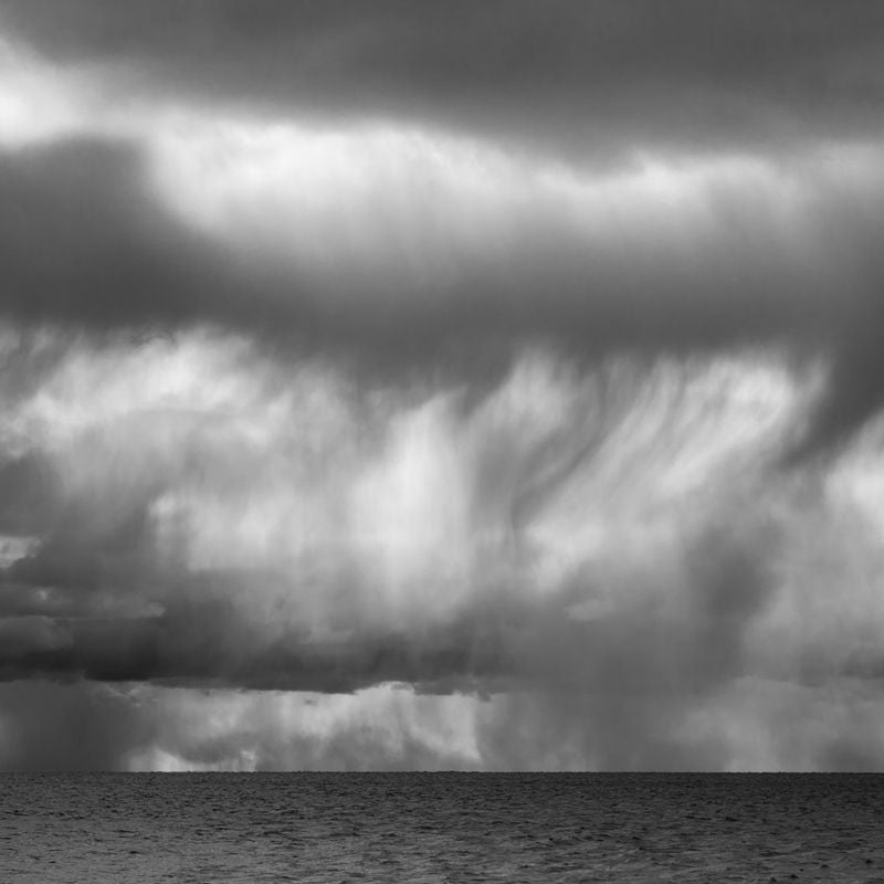 black and white stormy weather in the sea