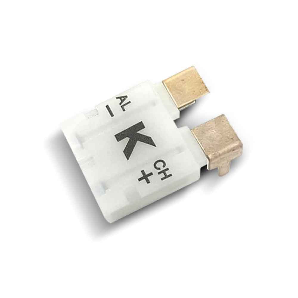 K-Type Female Flat Connector PCB, White Connector, Bottom View