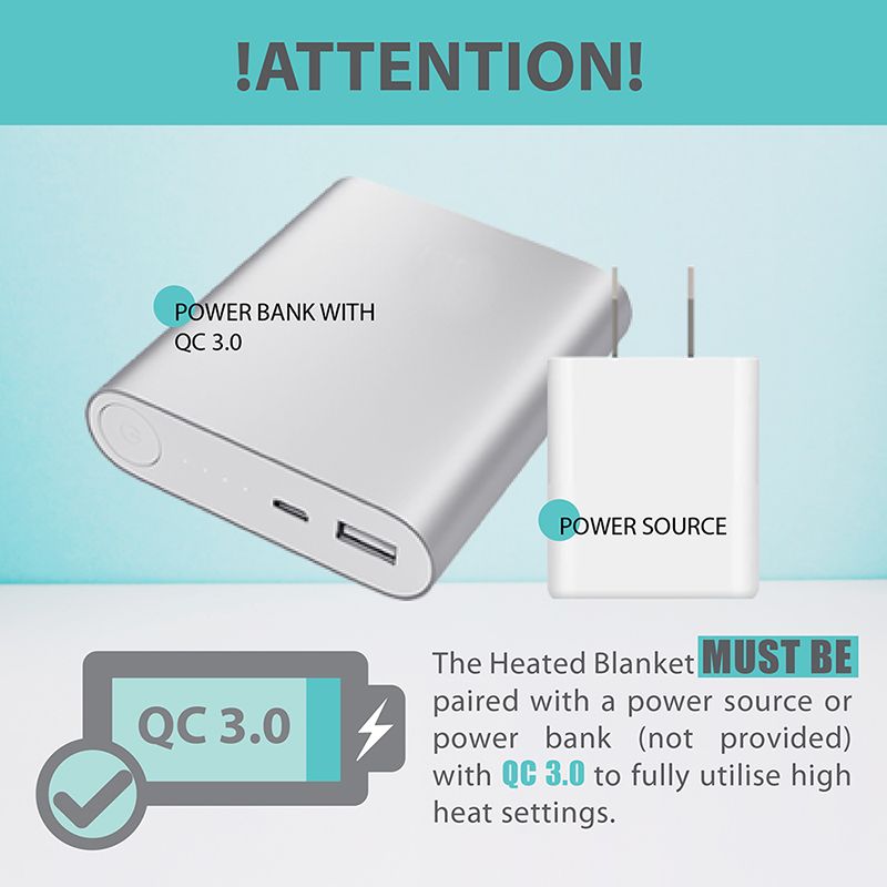 Perfect Prime Heated blanket Power bank notice
