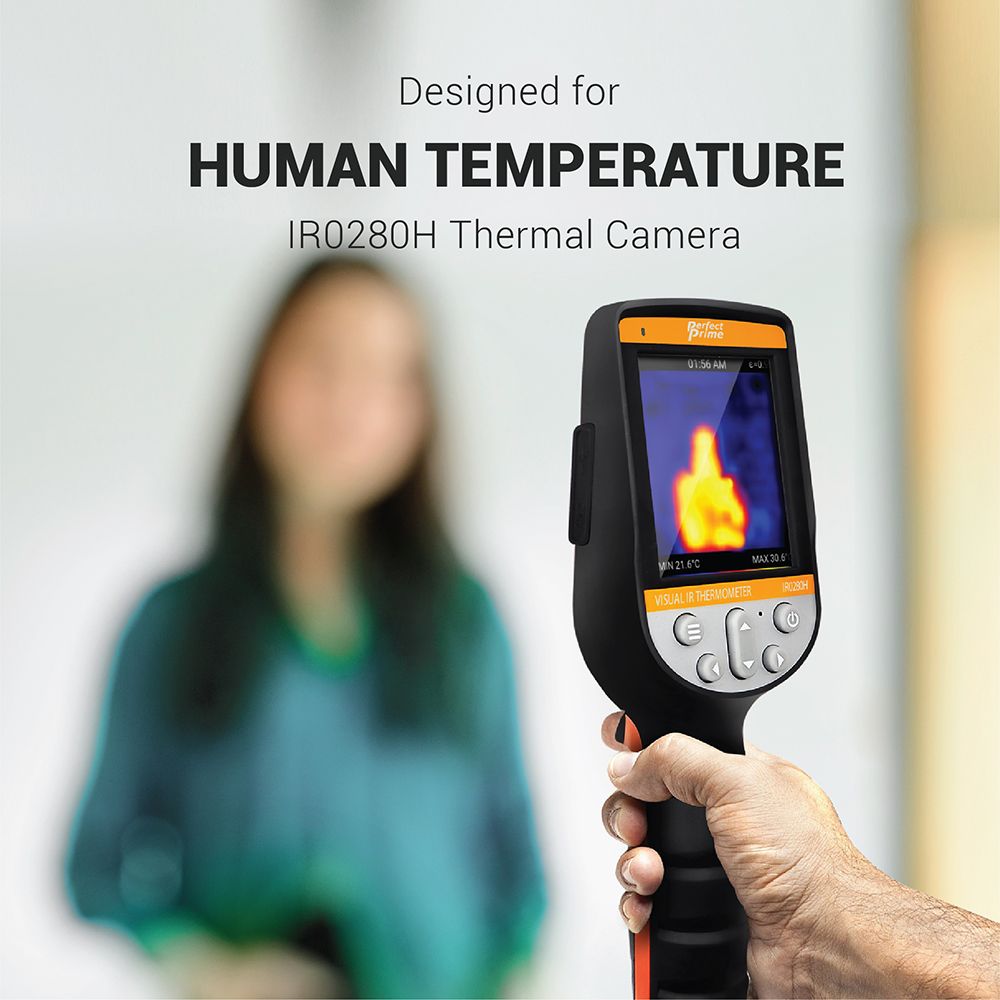 handheld thermal camera measuring human temperature