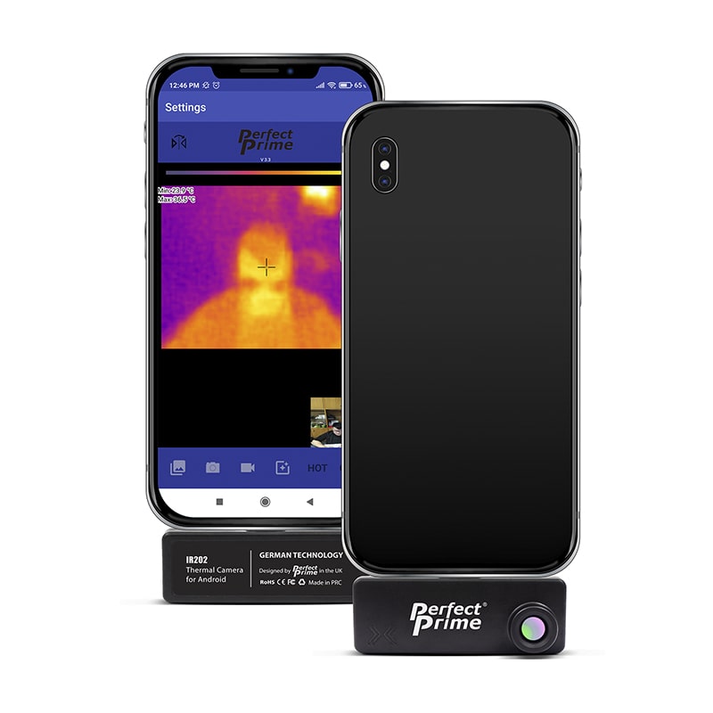 IR202 front and back view with phone