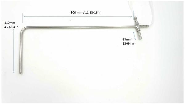 304 Stainless Steel Pitot-Static Tube 300mm x 110mm, Siliver Probe, Measurements View