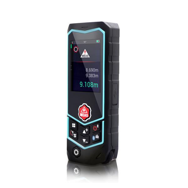 Laser Distance Range Finder Meter Measuring Electronic, Black Device, Tilt View