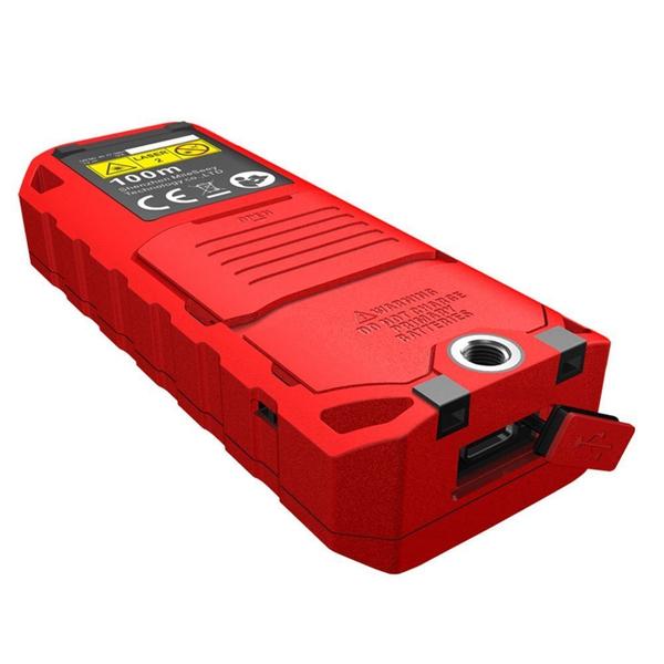 Laser Distance Digital Diastimeter Electronic Bubble Levels Water & Dust proof, Red Device, Bottom View