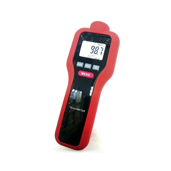 Contact Non Contact Digital LCD Laser Photo Tachometer, Red Device, Front View