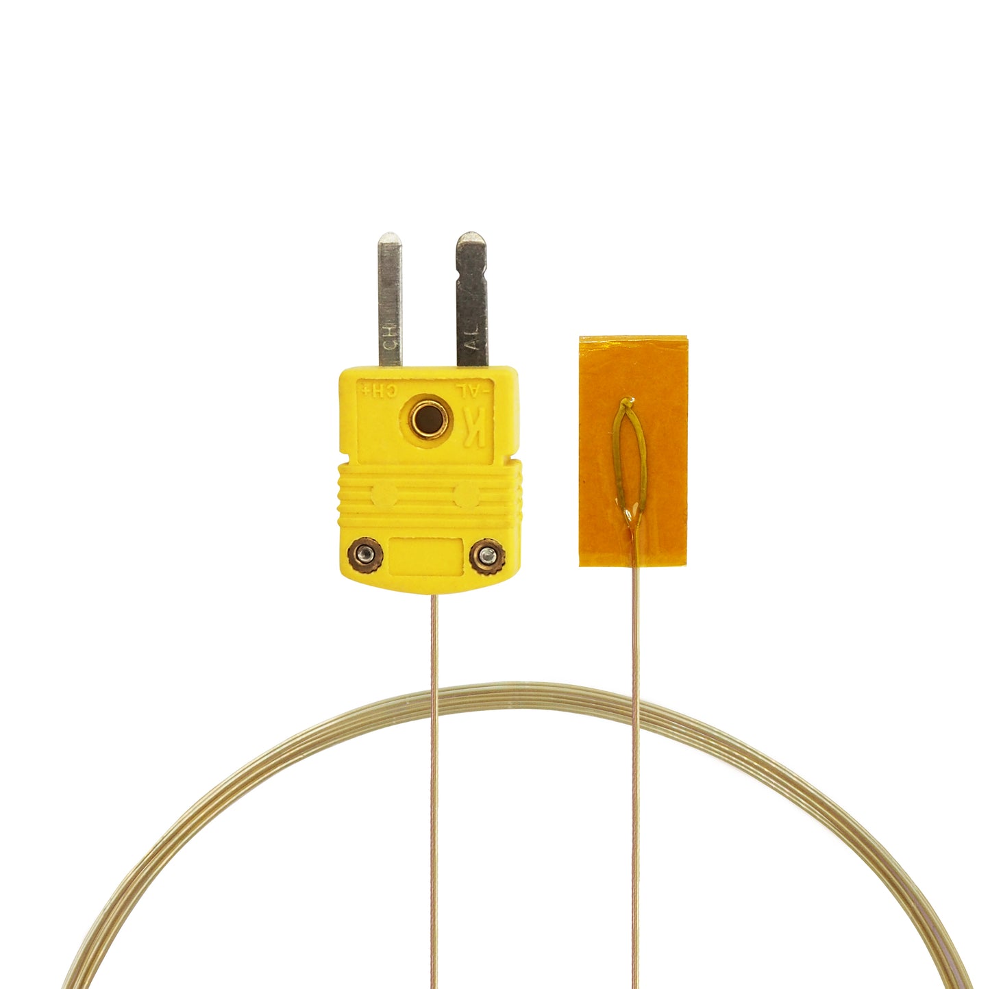 Surface Contact 0.25 mm diameter K-Type Sensor Probe with Sticker for K-Type Thermocouple, Yellow Cable, Main