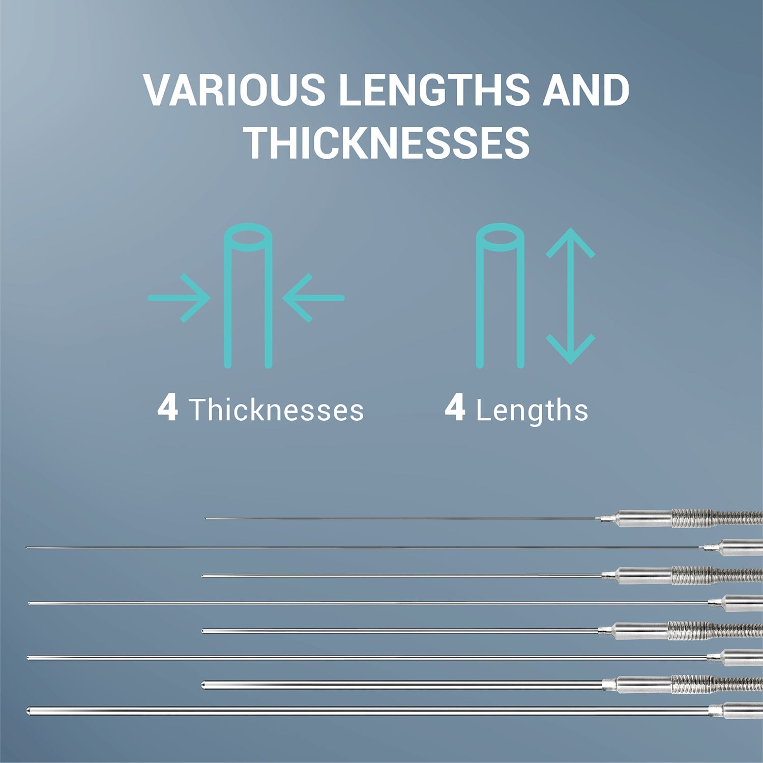 various lengths and thicknesses