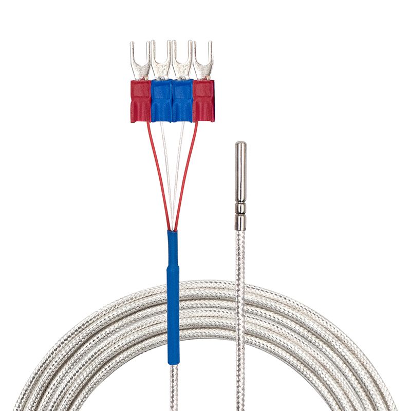 4 Wires Class A Temperature Sensor -200~200°C / -328~392°F, White Cable, Flat View