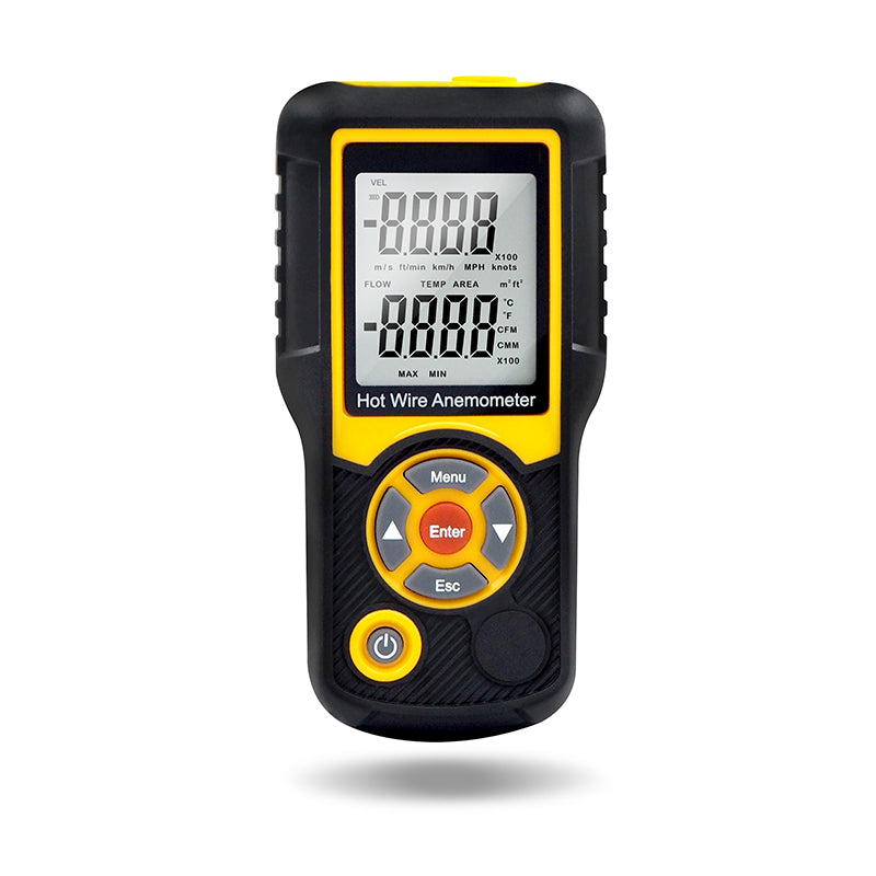 Precise Sensitive Hotwire Thermal Anemometer Probe, black and yellow Device, Front View
