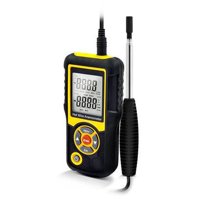 Precise Sensitive Hotwire Thermal Anemometer Probe, black and yellow Device, side view with wire